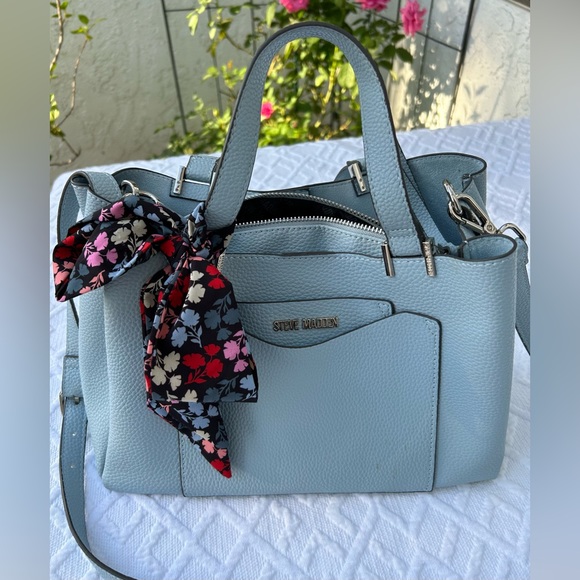 Steven Madden Blue Crossbody Bag with Mini Embossed Scarf Decor - Picture 5 of 8